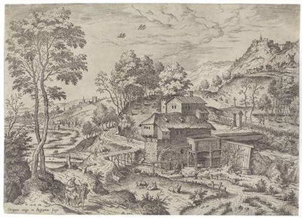 Die Flucht Nach Agypten Oil Painting by Hieronymus Cock