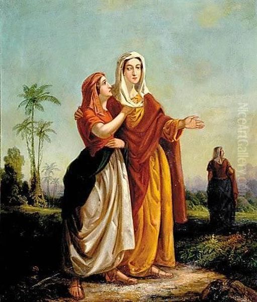 Ruth, Naomi & Orpah Oil Painting by Samuel Pepys Cockerell
