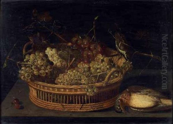 Natura Morta Con Cesto D'uva Oil Painting by Francesco Codino