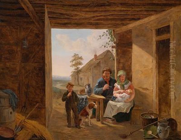 Gluckliche Familie Oil Painting by Constantin Fidele Coene