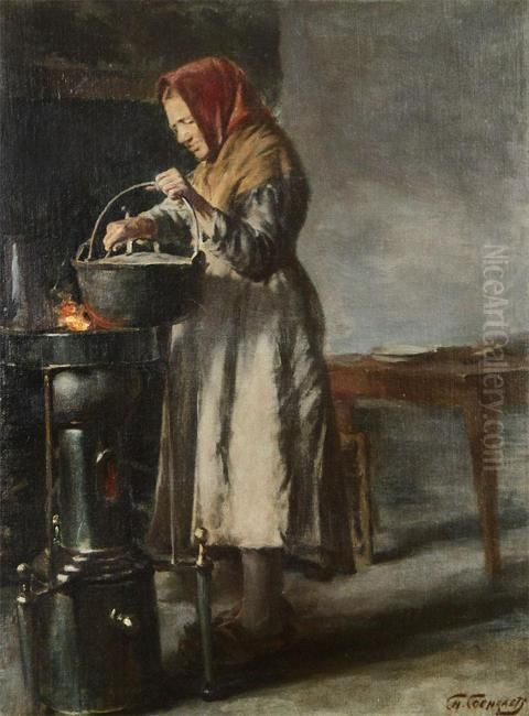 Un Coup De Tissonier Oil Painting by Charles Coenraetz