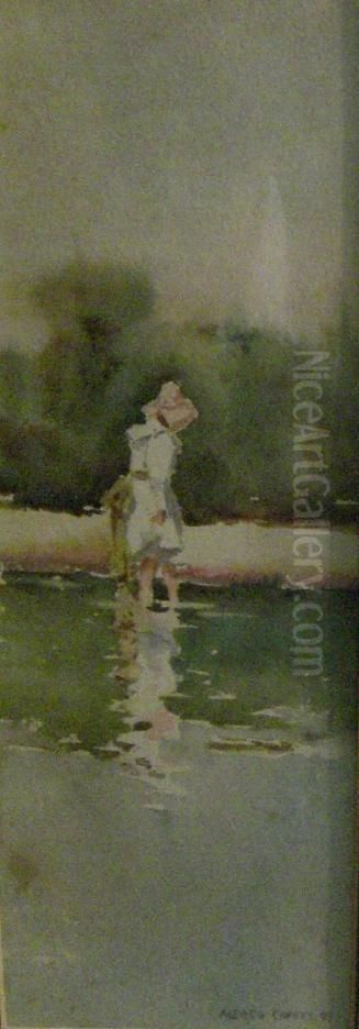 Paddling Oil Painting by Alfred J. Coffey