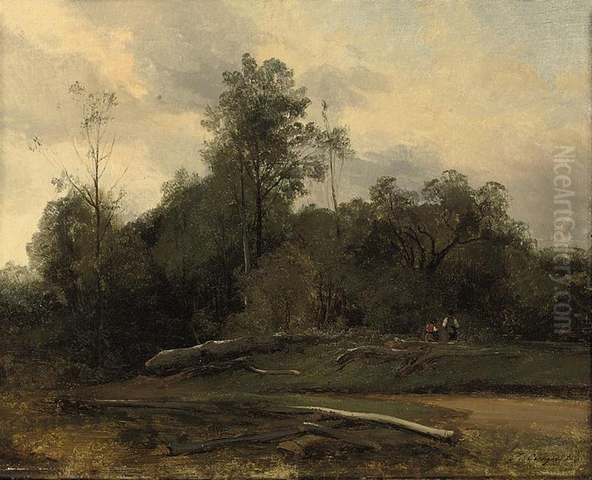 A Liaison At The Edge Of The Forest Oil Painting by Jules Louis Phillipe Coignet