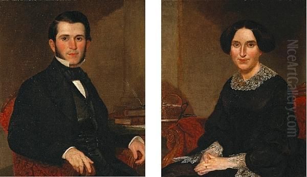 Portraits Of Lady And Gentleman Oil Painting by Thomas Coke Ruckle