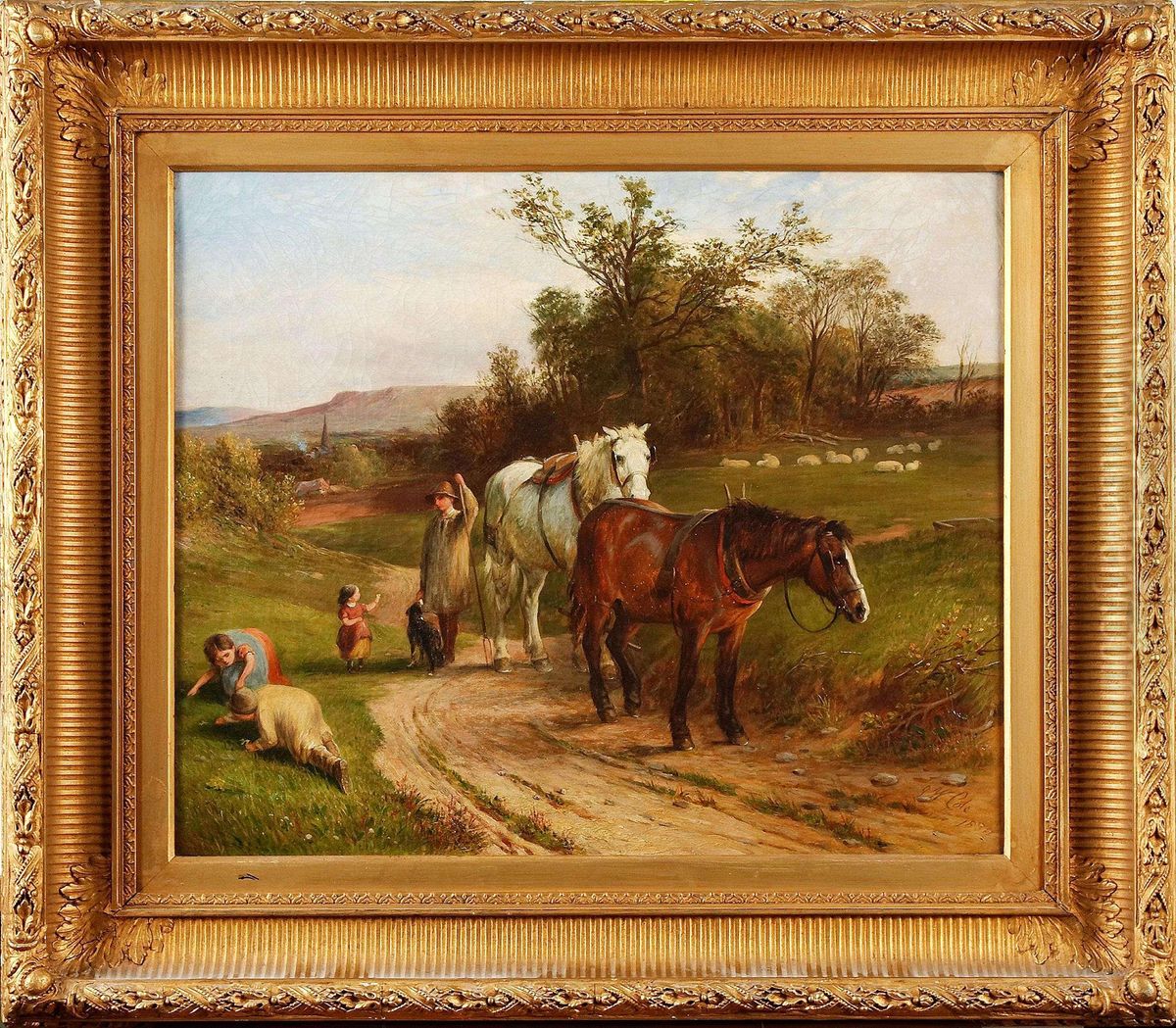 Landskap Medfigurstafffage Oil Painting by James William Cole