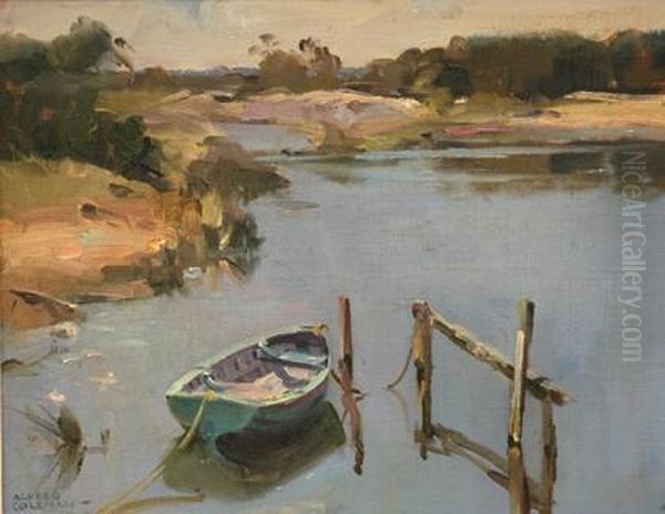 Moored Dinghy Oil Painting by Alfred Coleman