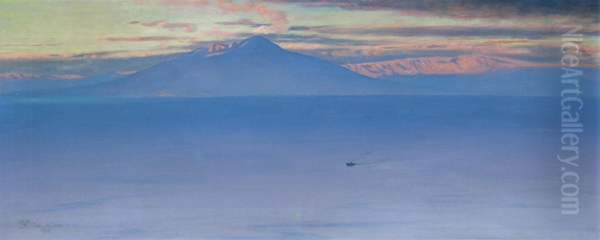 View Of Vesuvius From Capri Oil Painting by Charles Caryl Coleman