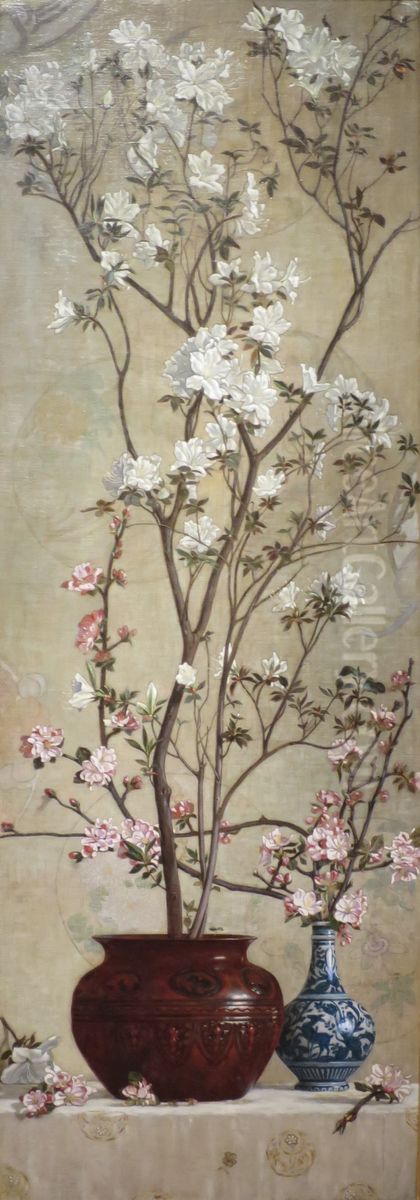 Azaleas And Apple Blossoms Oil Painting by Charles Caryl Coleman