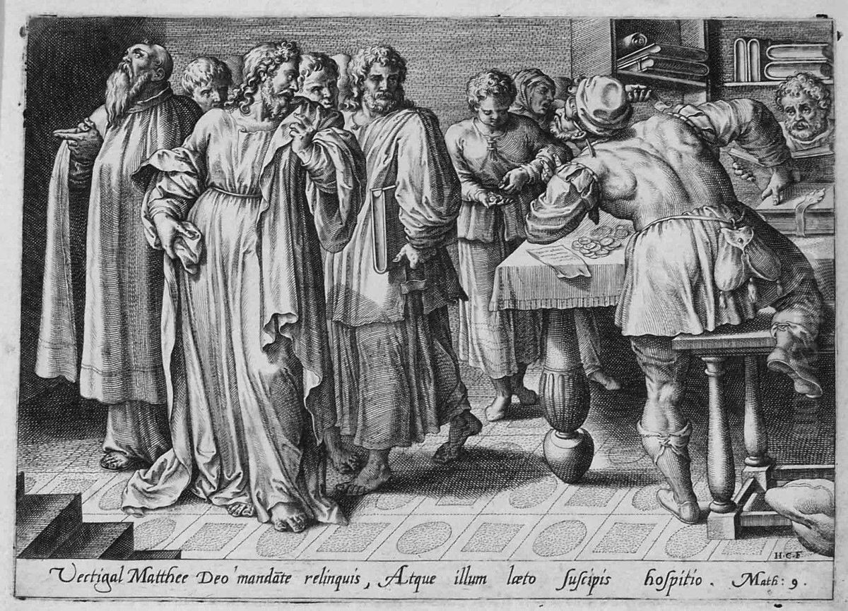 Vectigal Matthee Deo Mandate Relinguis, Atque Illum Laeto Suscipis Hospitio Oil Painting by Hans Ii Collaert