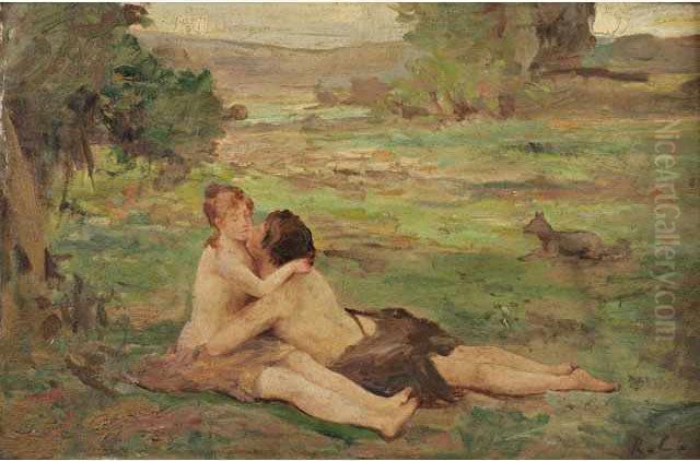 Etude Preparatoirepour Le Salon De 1889 : La Jeunesse Oil Painting by Louis-Joseph-Raphael Collin