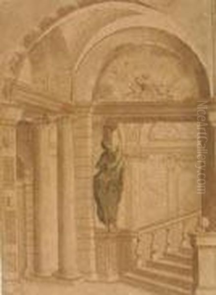 Studio D'interno Con
Cariatide Oil Painting by Angelo Michele Colonna