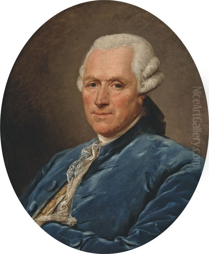 Portrait D'homme En Habit Bleu Oil Painting by Jean-Francois Gilles Colson