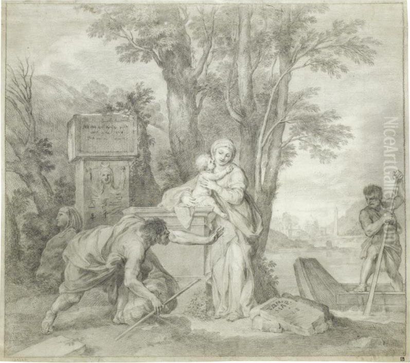 The Rest On The Flight Into Egypt Oil Painting by Tommaso Conca