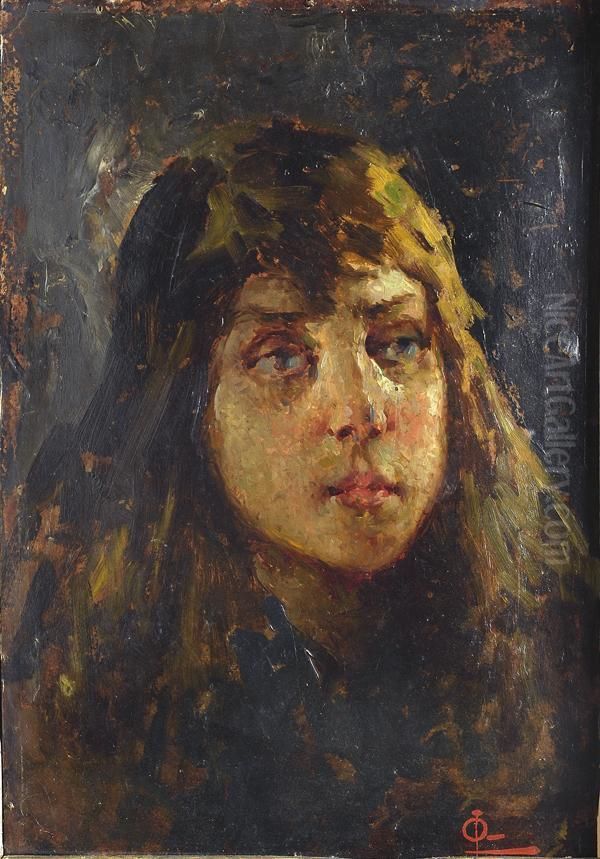 Volto Di Fanciulla Oil Painting by Luigi Conconi
