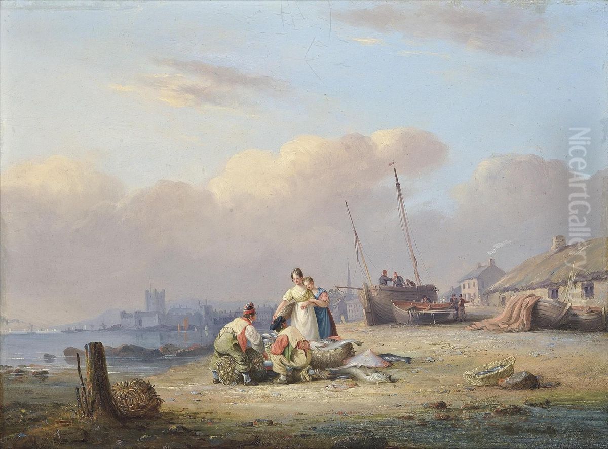 Fishermen Selling Their Wares Oil Painting by Condy, Nicholas Matthews