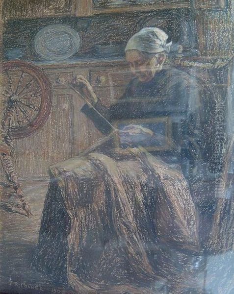Woman Sewing Oil Painting by John Ramsey Conner