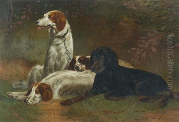 Setters At Rest Oil Painting by Annie H. Conway Heaslip