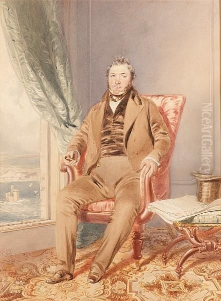 Portrait Of A Lady And Gentleman, A Pair Oil Painting by Thomas Cooley