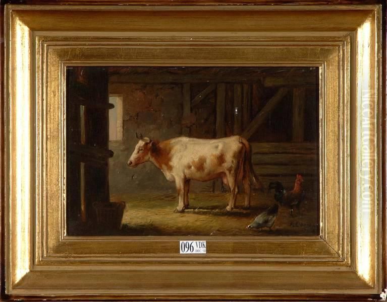 Vache A L'etable Oil Painting by Auguste Coomans