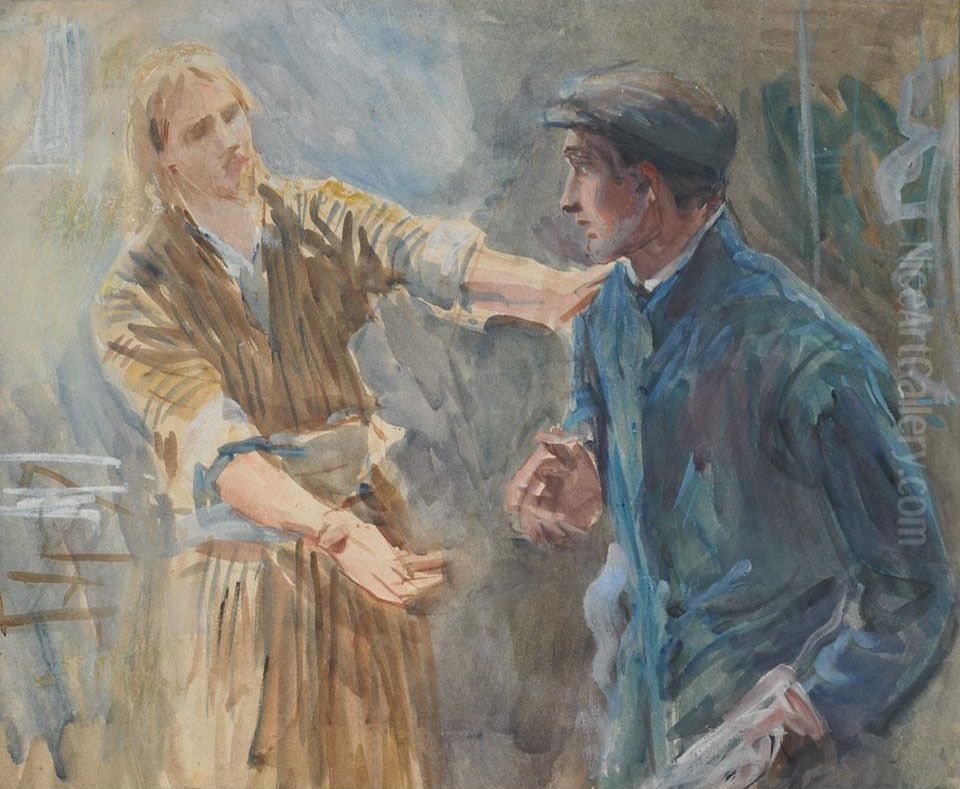 Christ And Labour Oil Painting by Harold Copping