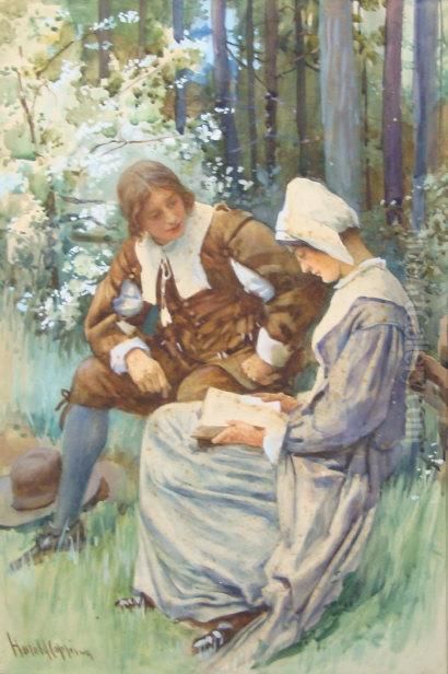 The Reading Oil Painting by Harold Copping