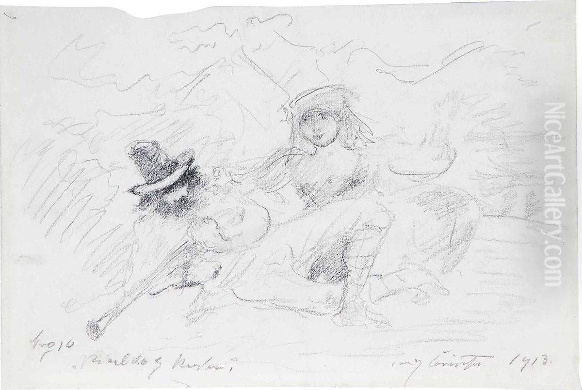 A Merrymaking Couple Oil Painting by Lovis (Franz Heinrich Louis) Corinth