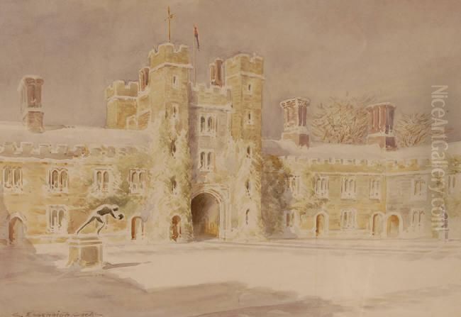 Castle Gatehouse Oil Painting by Charles Essenhigh Corke
