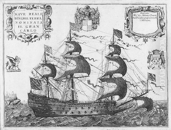 Nave Reale D'inghilterra Nominata Il Gran Carlo Oil Painting by Vincenzo Maria Coronelli