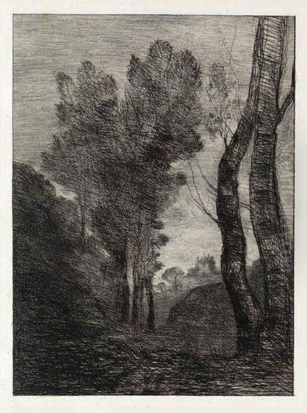 Environs De Rome Oil Painting by Jean-Baptiste-Camille Corot
