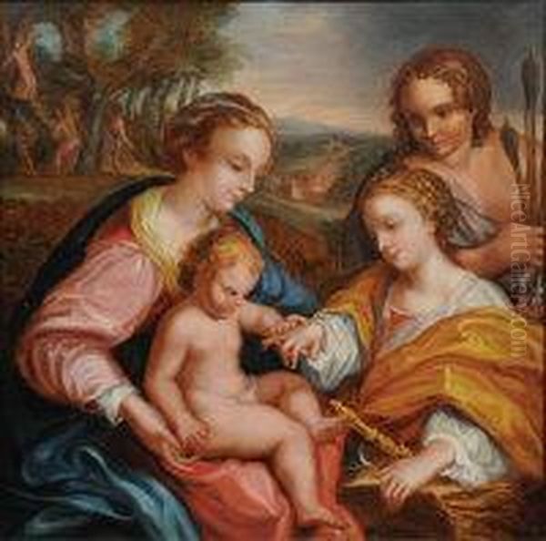 The Mystical Marriage Of Saint Catherine Of Alexandria Oil Painting by Antonio Allegri da Correggio