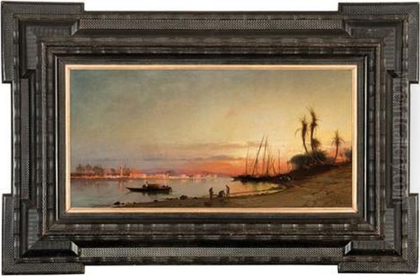 Cairo From The Nile River Oil Painting by Hermann David Solomon Corrodi