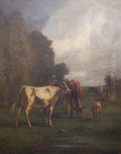 Bergere Et Son Troupeau Oil Painting by Antonio Cordero Cortes