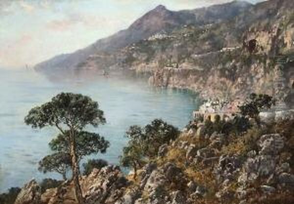 Blick Auf Die Kuste Von Amalfi. Oil Painting by Edoardo Cortese