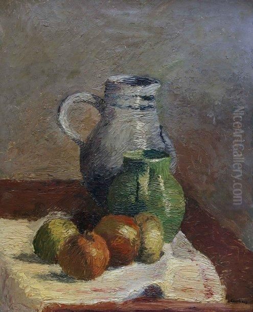 Nature Morte Aux Pichets Et Fruits Oil Painting by Marcel Couchaux
