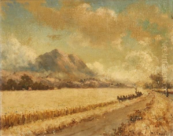 Mowing The Wheat Oil Painting by William Coulter