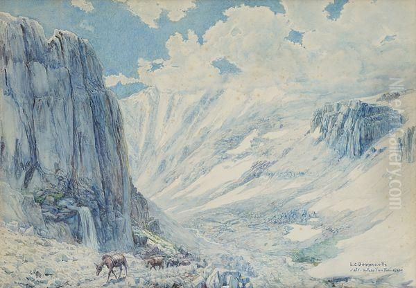 La Cordillere Des Andes : Valle Maupa (chili) Oil Painting by Ernest Courtois De Bonnencontre
