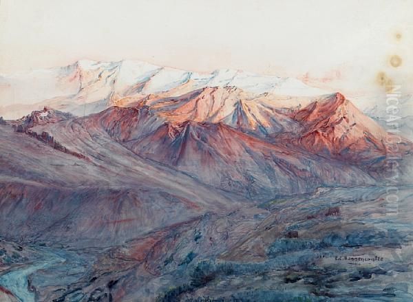 A View In The Andes Oil Painting by Ernest Courtois De Bonnencontre