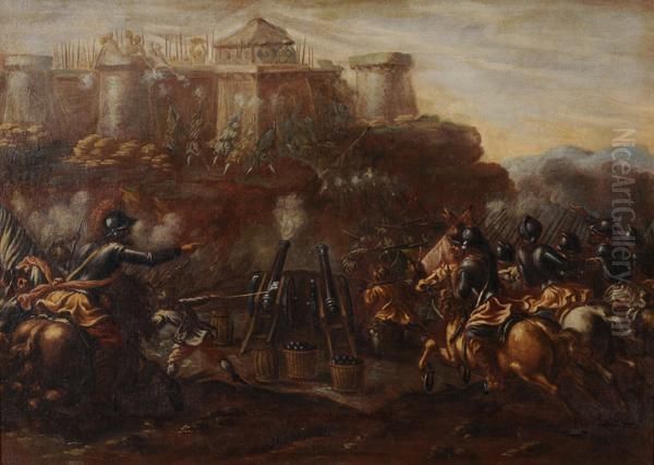 L'assedio Della Fortezza Oil Painting by Jacques Courtois