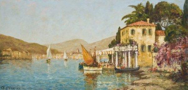 Vue Presumee Du Lac De Garde Oil Painting by Charles Cousin