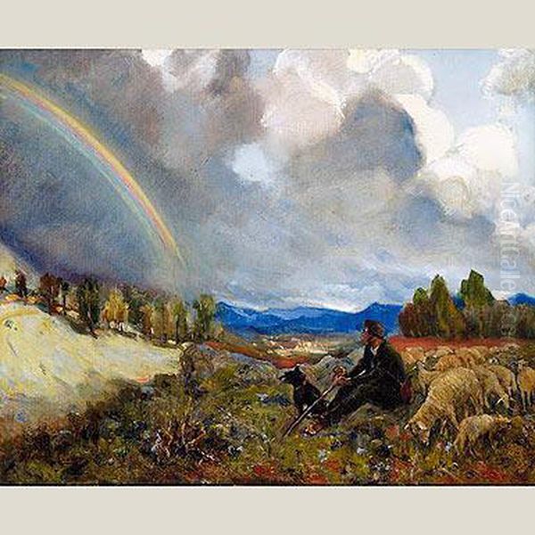 El Pastor Oil Painting by Adelardo Covarsi Yustas