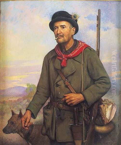 Retrato De Cazador Oil Painting by Adelardo Covarsi Yustas