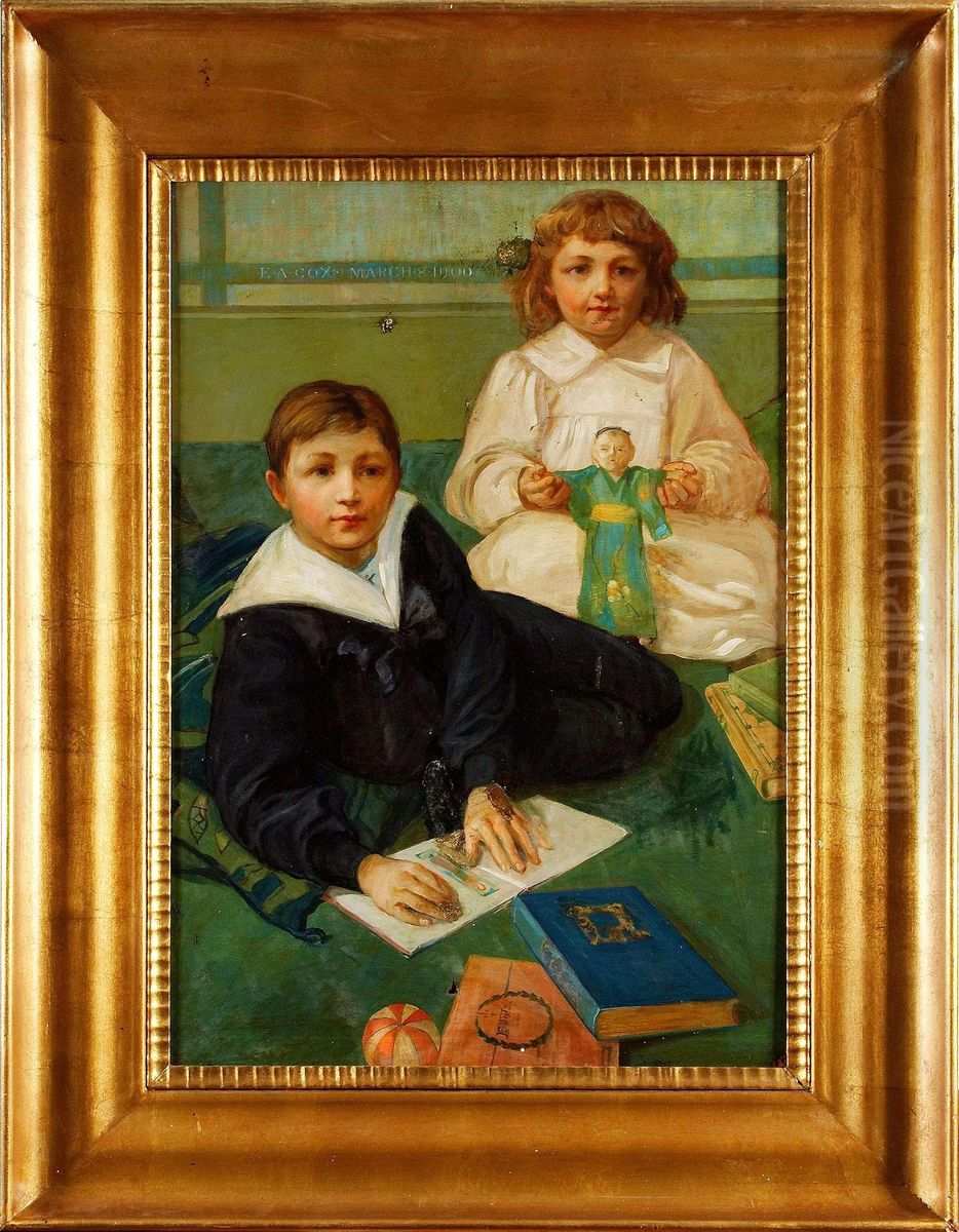 Lekandebarn Oil Painting by Albert E. Cox