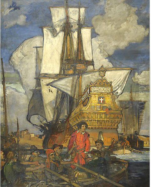 Cristoforo Colombo Alla Scoperta Dell'america Oil Painting by Albert E. Cox