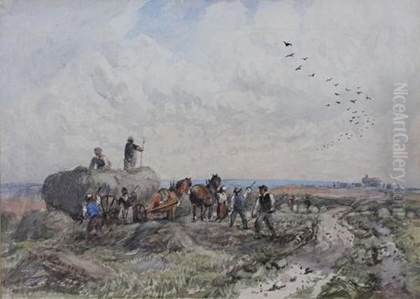 Harvesting Scene Oil Painting by David Cox