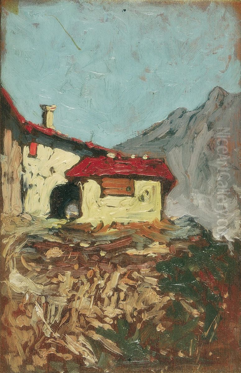 Case Di Montagna Oil Painting by Aurelio Craffonara