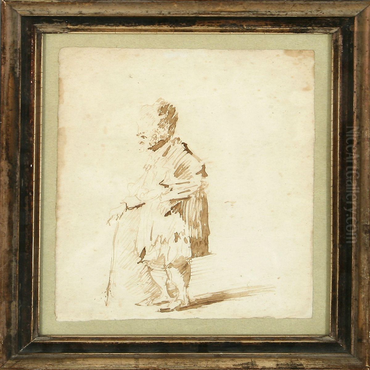 Man With Astick Oil Painting by Peter Cramer