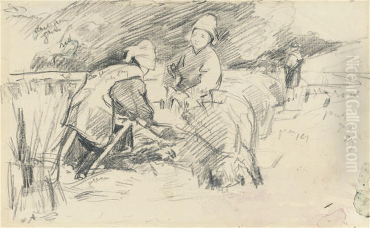 Study Of Harvesters Oil Painting by Joseph Crawhall