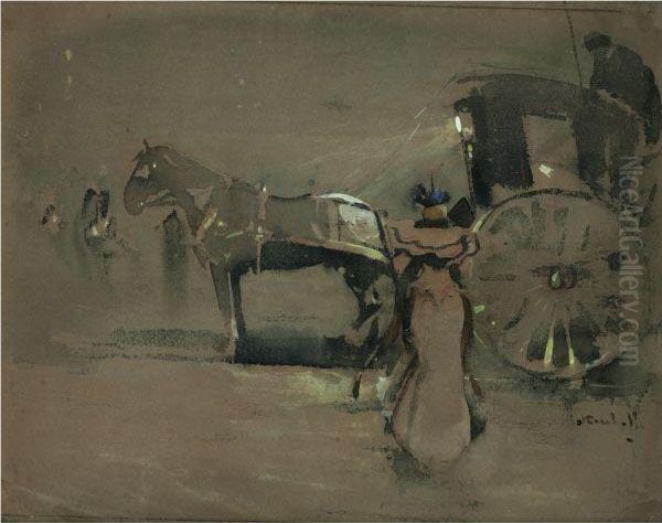 The Hansom Cab Oil Painting by Joseph Crawhall