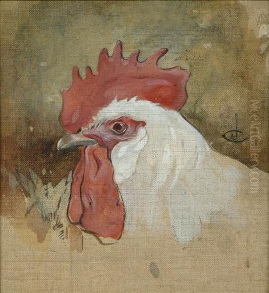 The Cock Oil Painting by Joseph Crawhall