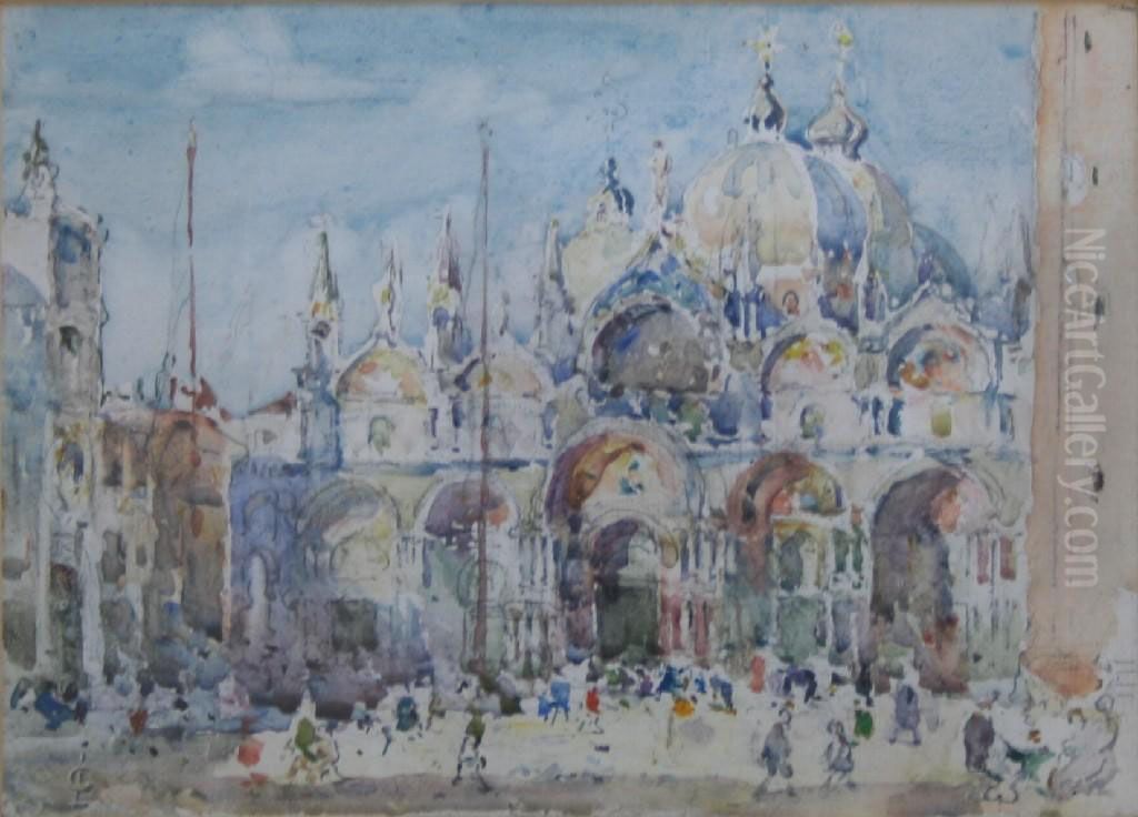 Piazza San Marco, Venice Oil Painting by Lionel Townsend Crawshaw
